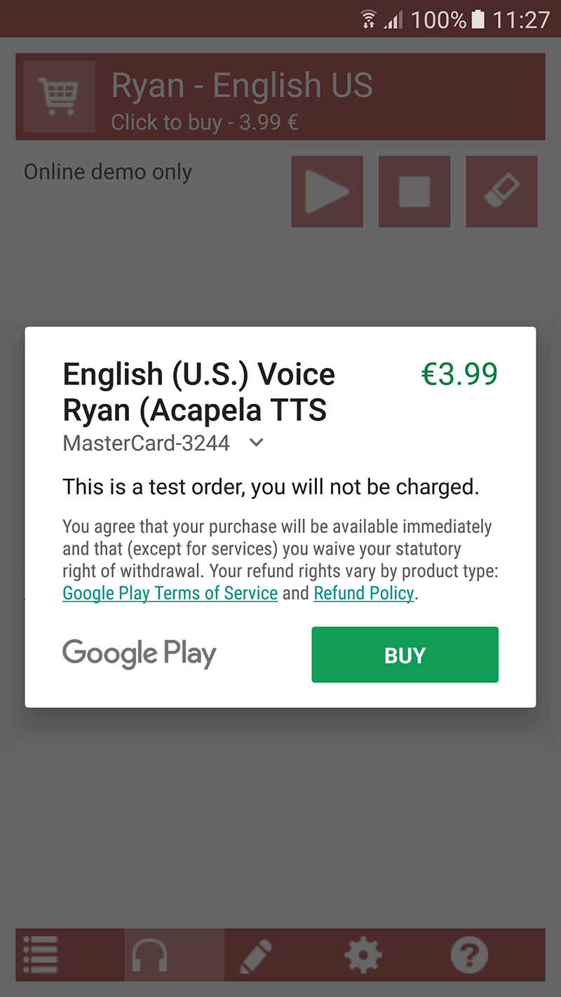 Acapela TTS Voices - Google Play - installation infos 4